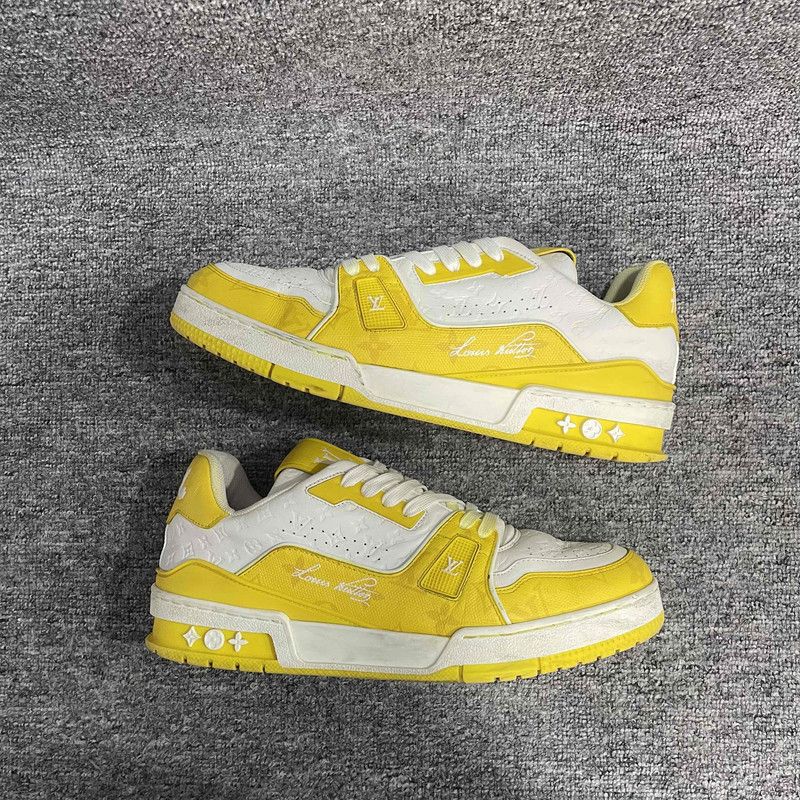 Louis Vuitton Louis Vuitton Trainer Low Top Sneakers in White Yellow 0079 Size US 8 / EU 41 - 12 Thumbnail