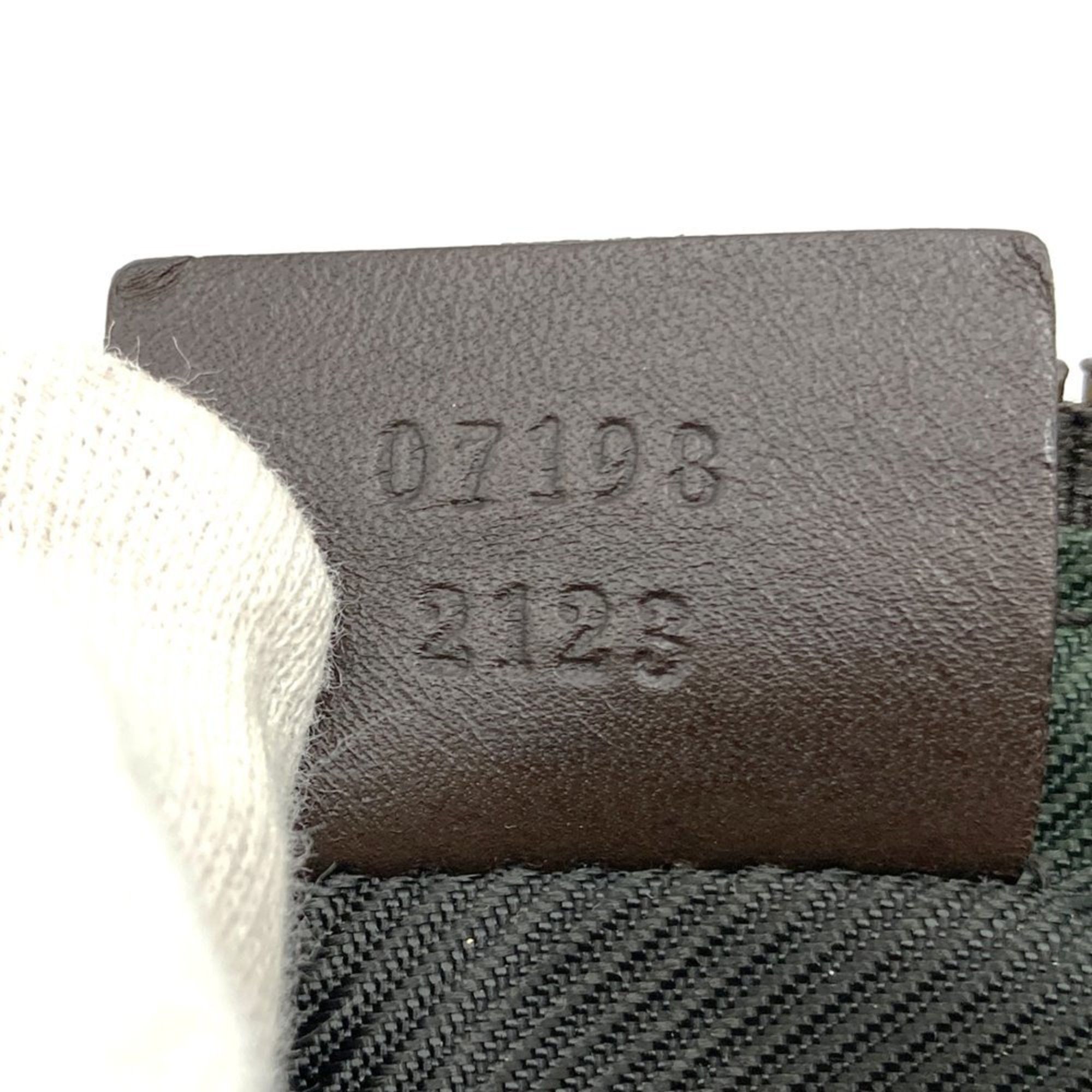 GUCCI 07198 Handbag Pouch GG Canvas Leather Brown Beige Women's