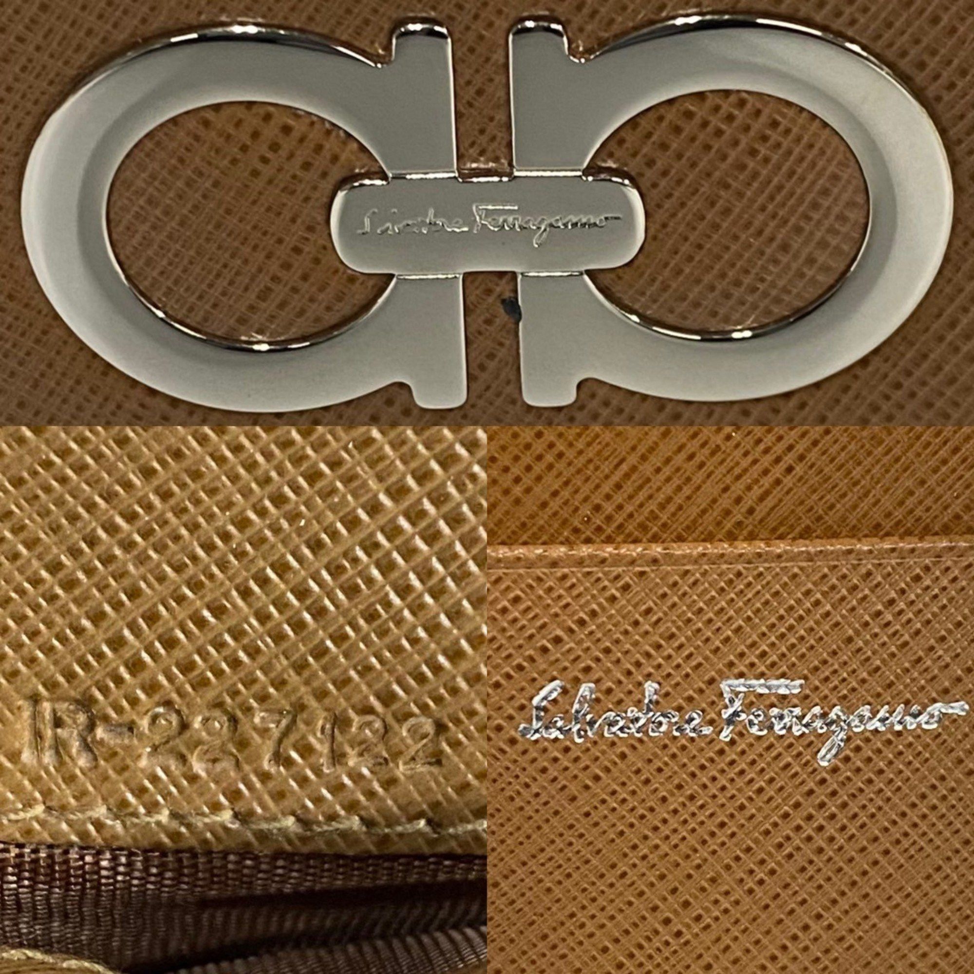Salvatore Ferragamo Salvatore Ferragamo Gancini logo hardware genuine leather bi-fold mini wallet brown 89156 Size ONE SIZE - 2 Thumbnail