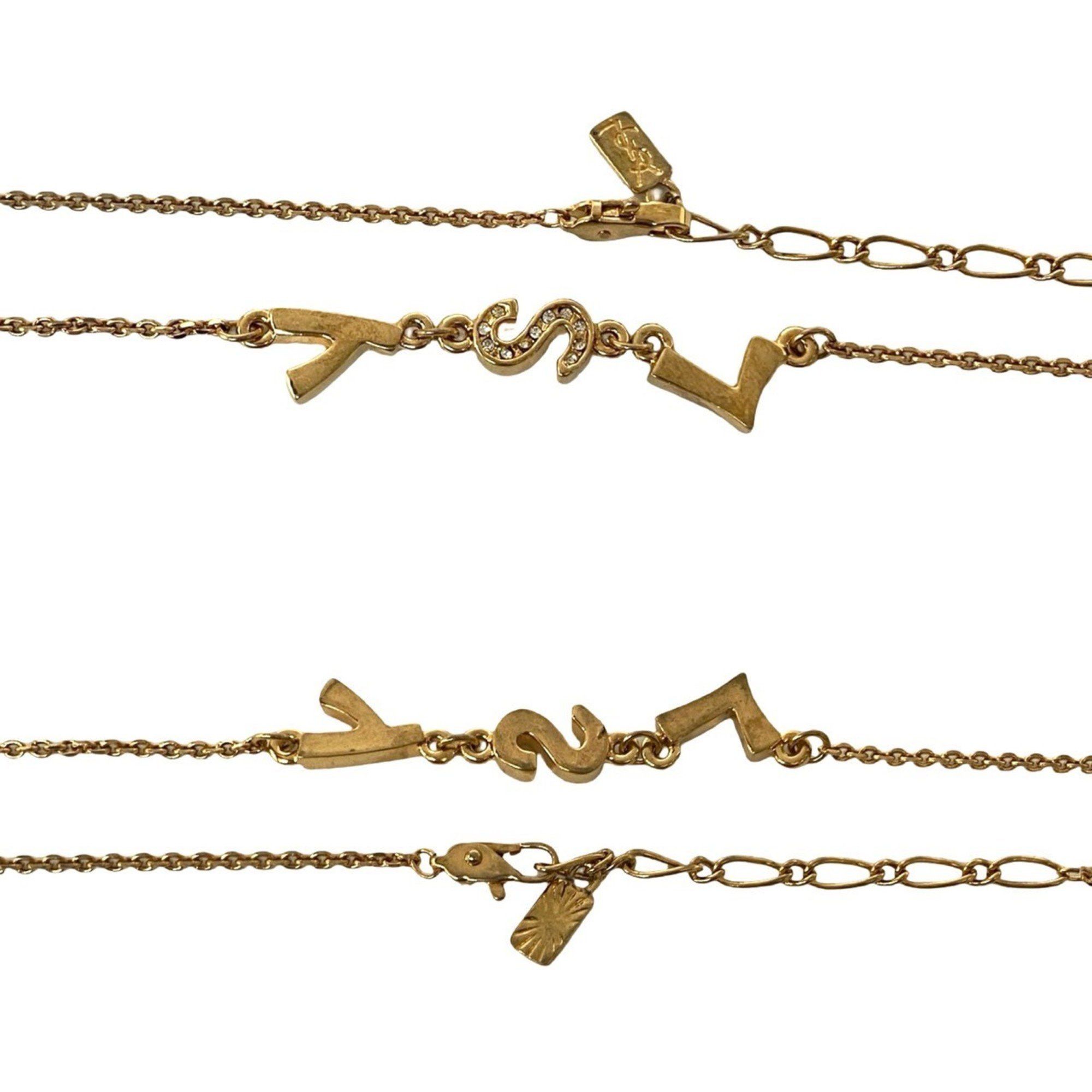 Yves Saint Laurent Yves Saint Laurent YSL logo necklace pendant choker accessory gold 49245 Size ONE SIZE - 3 Thumbnail
