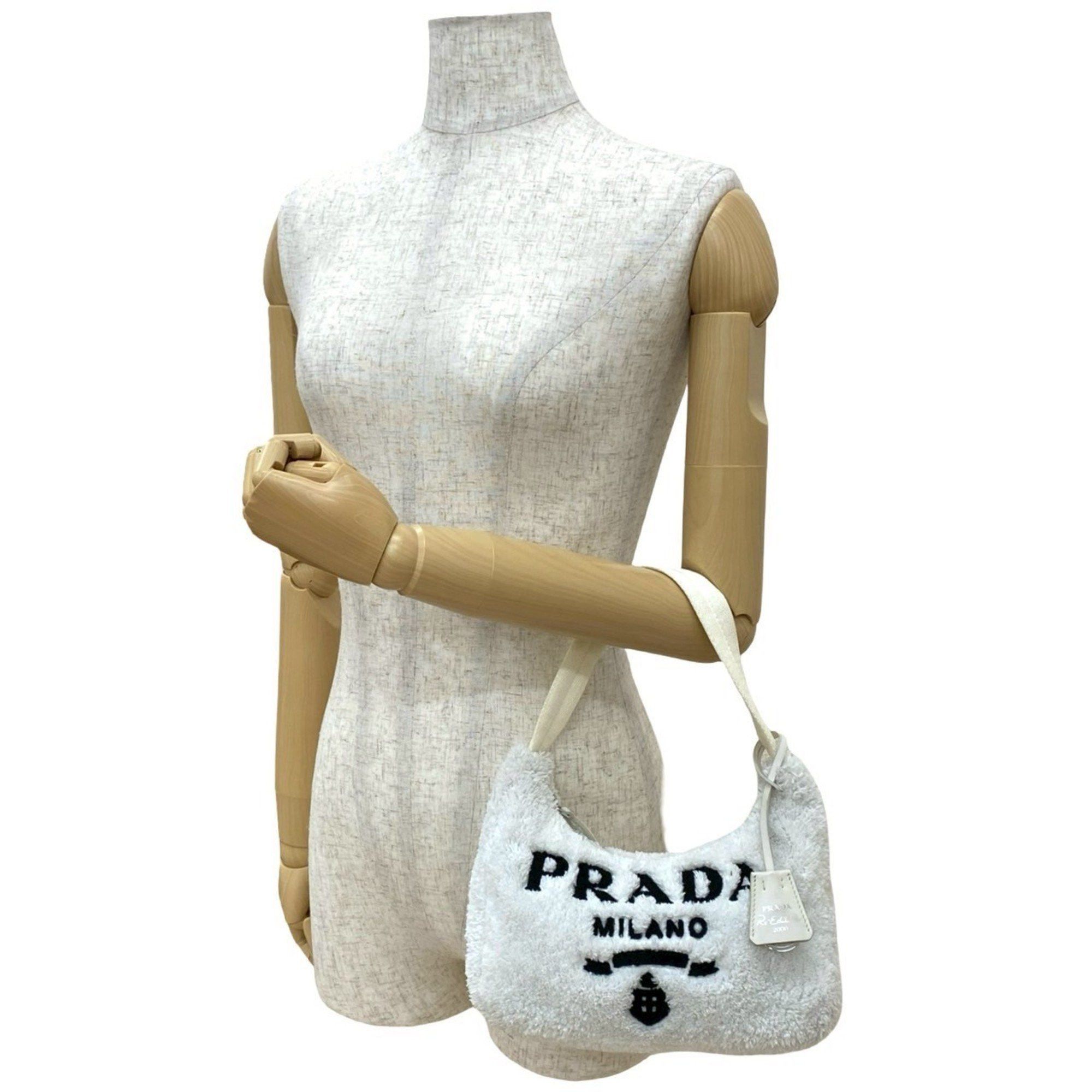 Prada PRADA Terry Mini Triangle Logo Hardware Pile Handbag/Shoulder Bag/Pouch White 44345 Size ONE SIZE - 2 Thumbnail