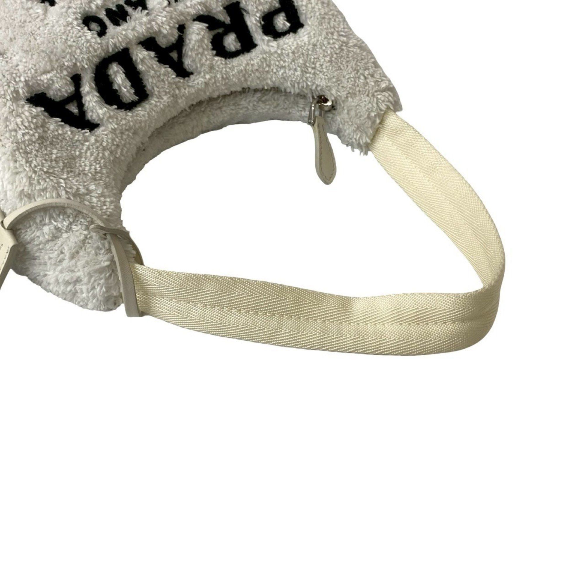 Prada PRADA Terry Mini Triangle Logo Hardware Pile Handbag/Shoulder Bag/Pouch White 44345 Size ONE SIZE - 4 Thumbnail