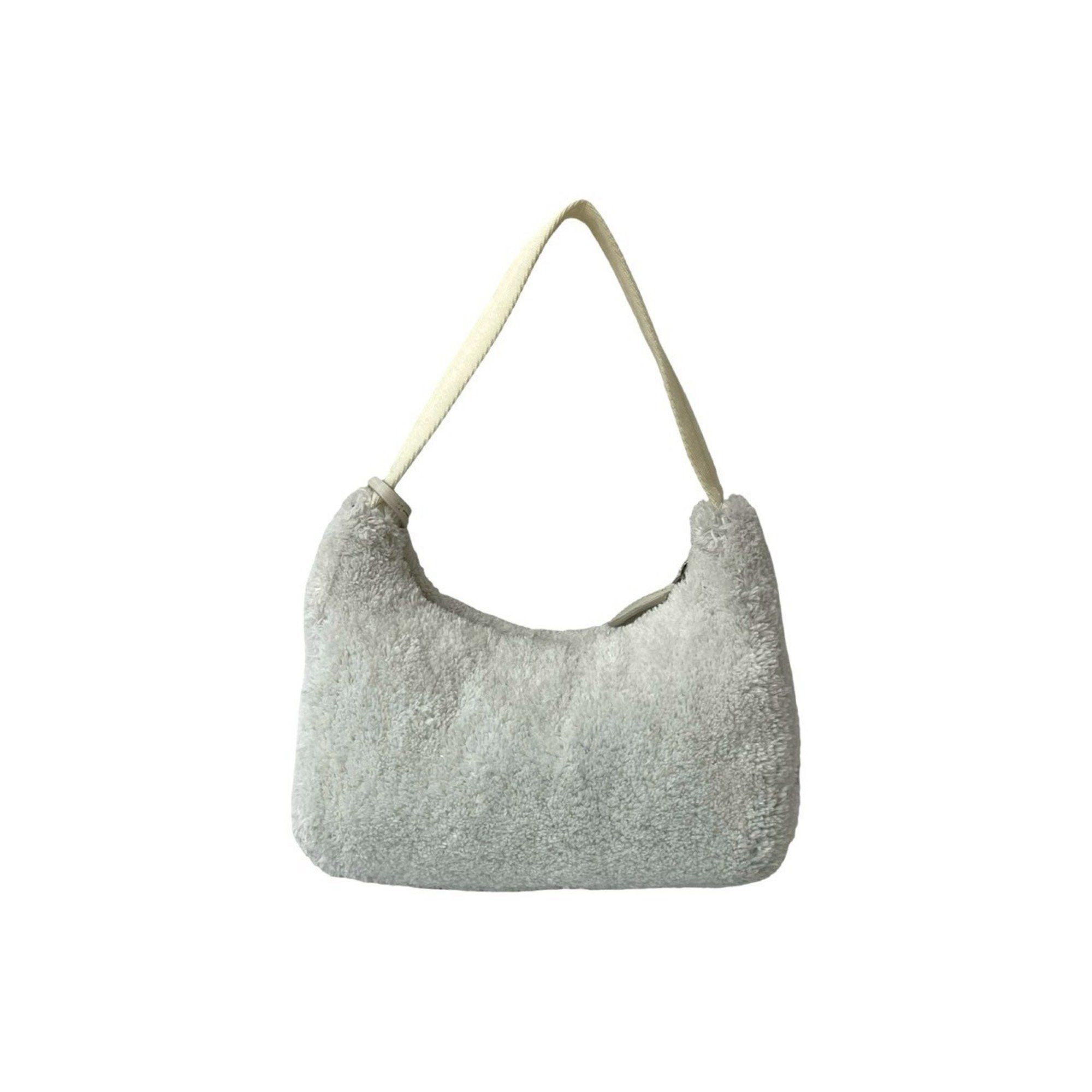 Prada PRADA Terry Mini Triangle Logo Hardware Pile Handbag/Shoulder Bag/Pouch White 44345 Size ONE SIZE - 3 Thumbnail