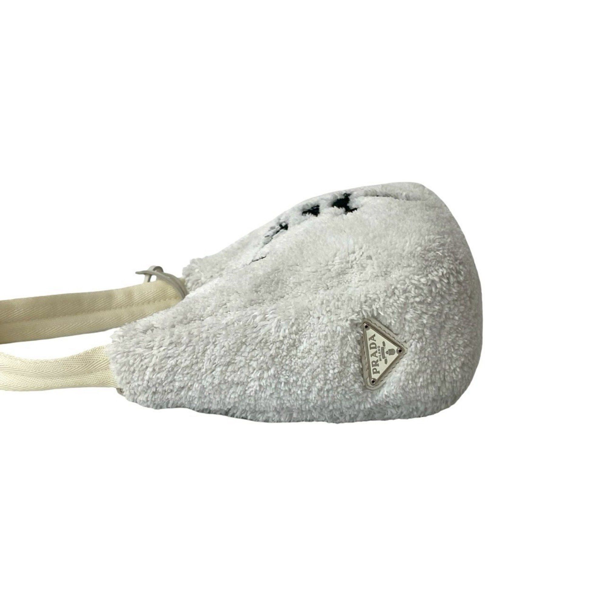Prada PRADA Terry Mini Triangle Logo Hardware Pile Handbag/Shoulder Bag/Pouch White 44345 Size ONE SIZE - 5 Thumbnail