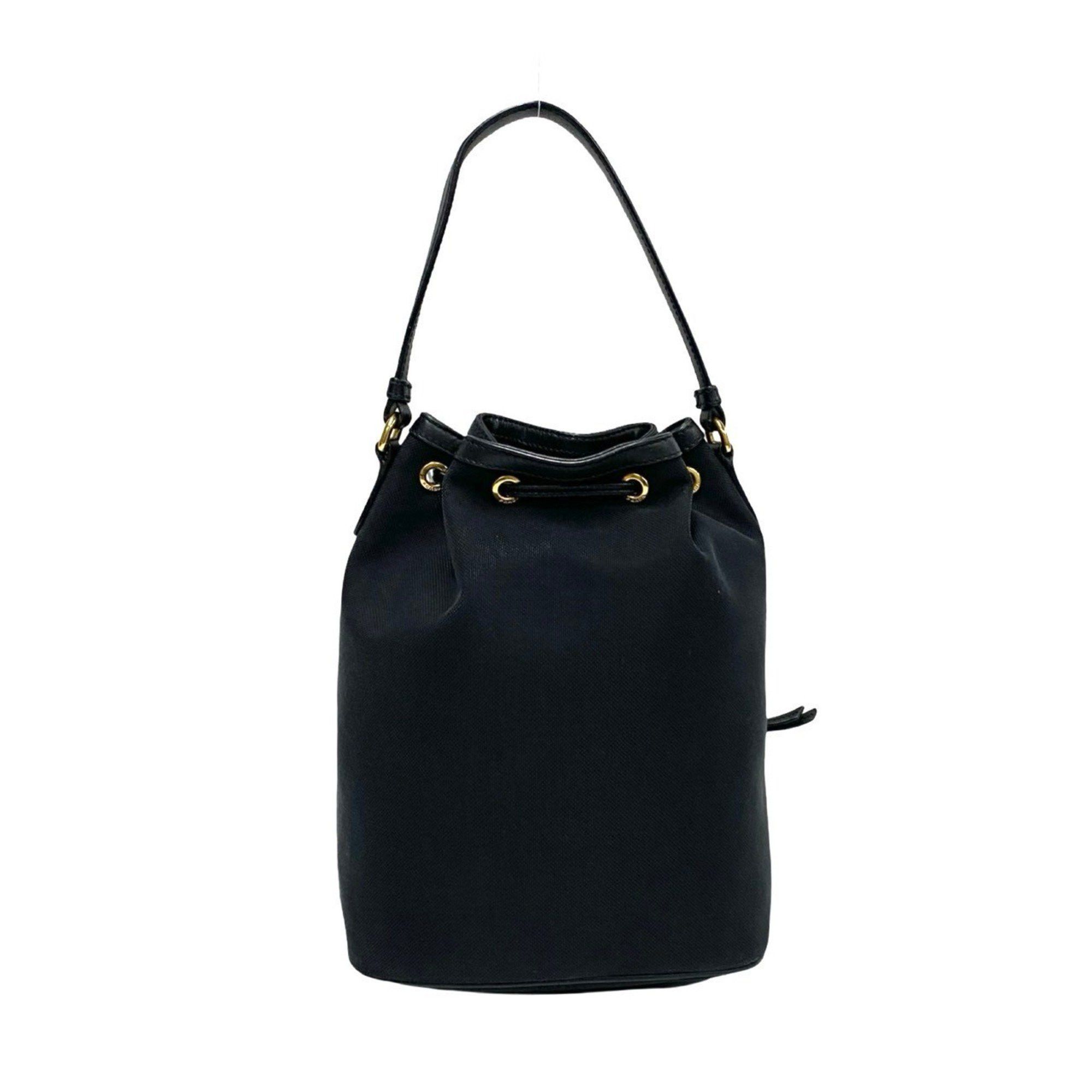 Prada Prada Duetto Logo Leather Canvas 2-Way Mini Shoulder Bag/Handbag Black 34909 Size ONE SIZE - 4 Thumbnail