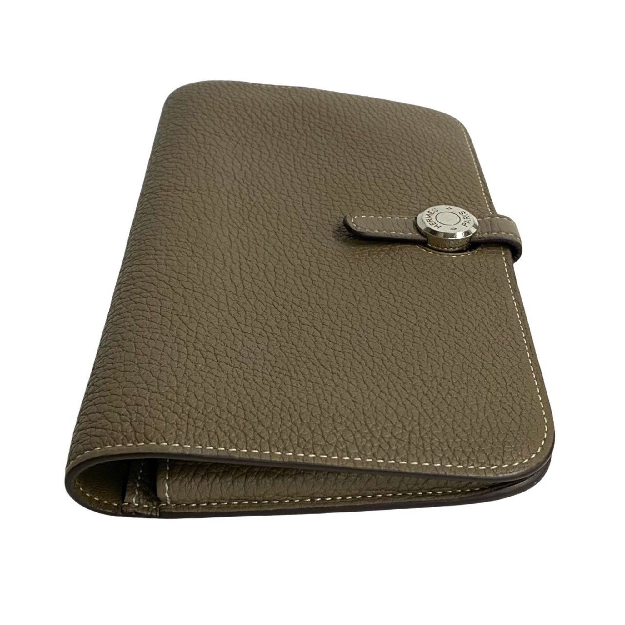 Hermes Y HERMES Togon GM Taurillon Clemence Leather Bifold Wallet, Long Etoupe Leather, 18049 Size ONE SIZE - 6 Thumbnail