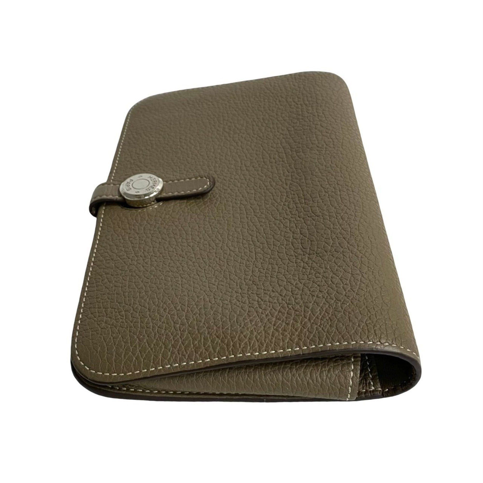 Hermes Y HERMES Togon GM Taurillon Clemence Leather Bifold Wallet, Long Etoupe Leather, 18049 Size ONE SIZE - 5 Thumbnail