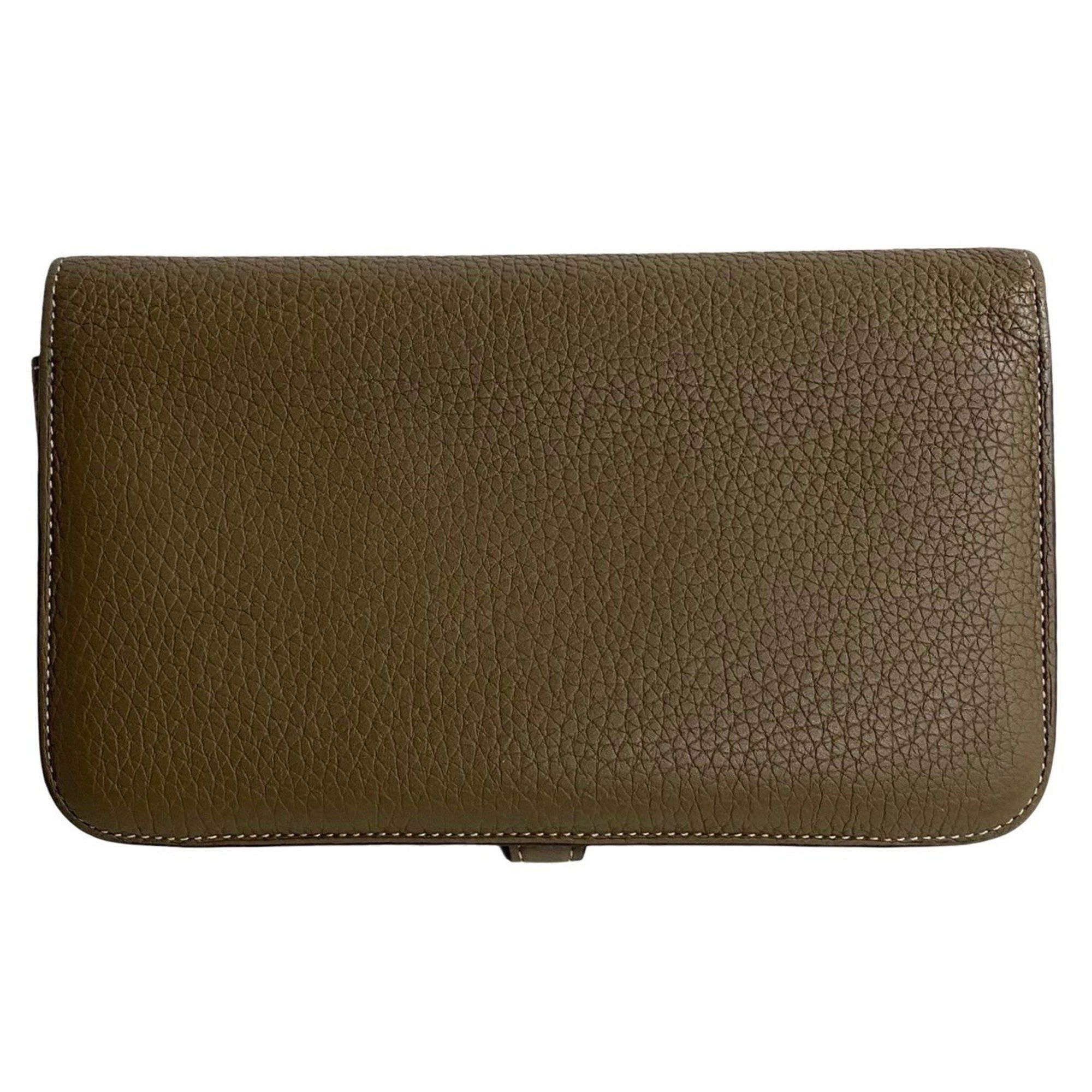Hermes Y HERMES Togon GM Taurillon Clemence Leather Bifold Wallet, Long Etoupe Leather, 18049 Size ONE SIZE - 3 Thumbnail