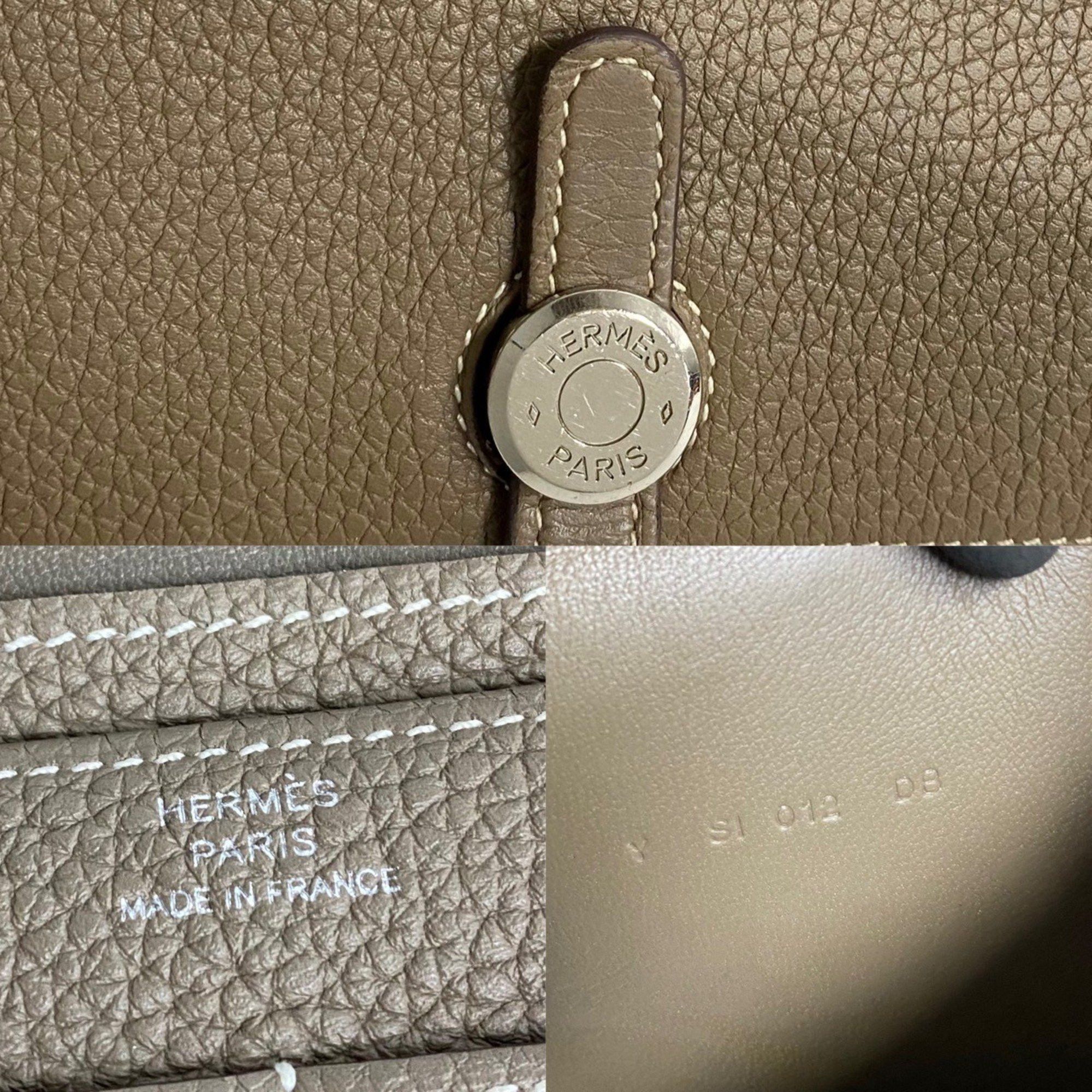 Hermes Y HERMES Togon GM Taurillon Clemence Leather Bifold Wallet, Long Etoupe Leather, 18049 Size ONE SIZE - 2 Thumbnail