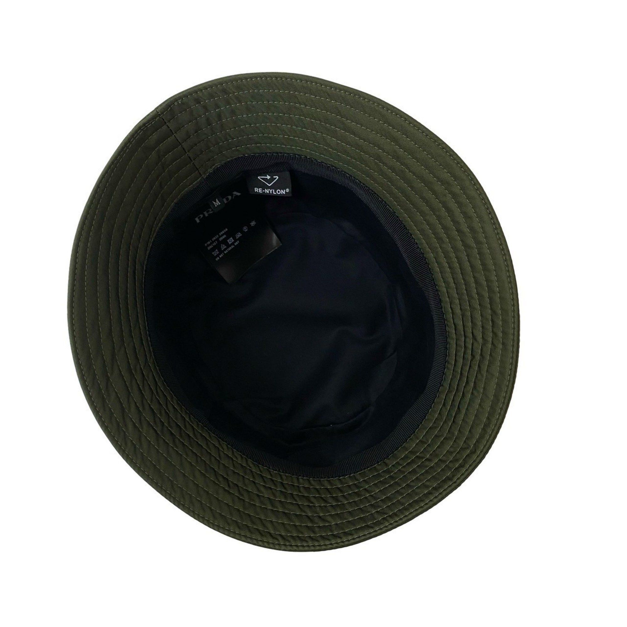 Prada PRADA Re-Nylon Bucket Hat with Triangle Logo, Cotton and Polyacid, Size M, Women's, Khaki, 69798 Size ONE SIZE - 6 Thumbnail
