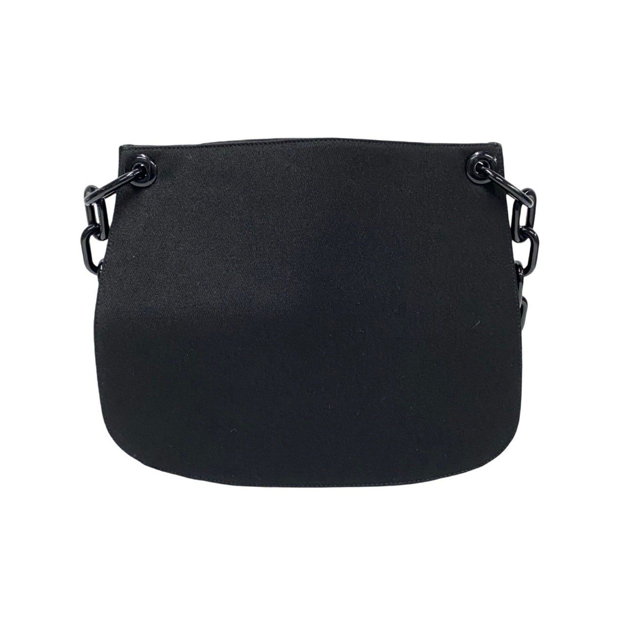 Prada PRADA Triangle Logo Canvas Plastic Chain Semi Shoulder Bag Tote Black 35025 Size ONE SIZE - 4 Thumbnail