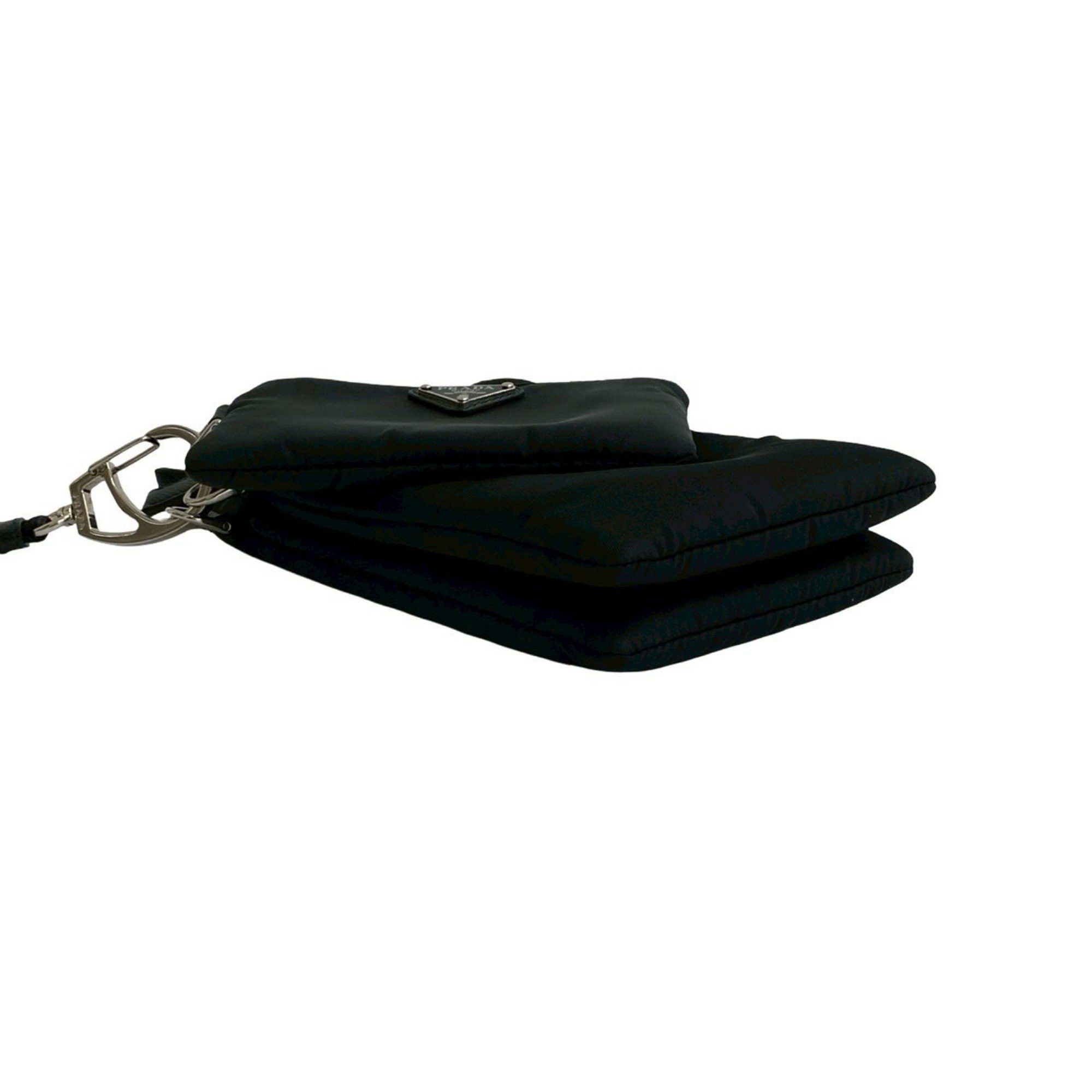 Prada PRADA Re-Nylon Triangle Logo Hardware Nylon Pouch Shoulder Bag Smartphone Case Black 20924 Size ONE SIZE - 7 Thumbnail