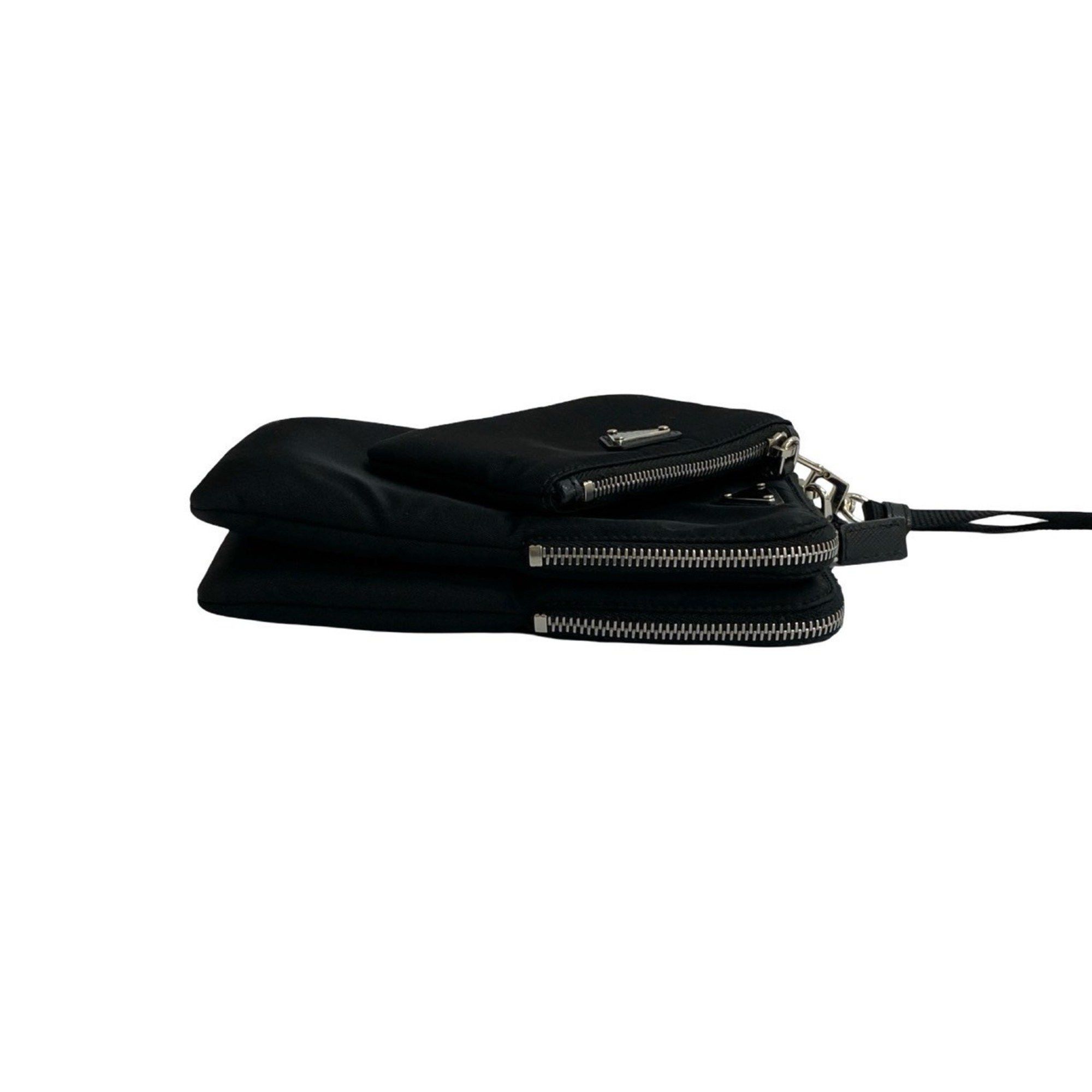 Prada PRADA Re-Nylon Triangle Logo Hardware Nylon Pouch Shoulder Bag Smartphone Case Black 20924 Size ONE SIZE - 6 Thumbnail