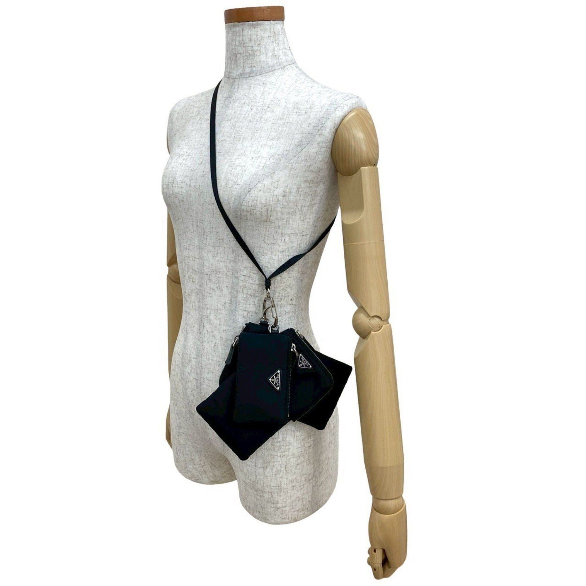 Prada PRADA Re-Nylon Triangle Logo Hardware Nylon Pouch Shoulder Bag Smartphone Case Black 20924 Size ONE SIZE - 2 Thumbnail