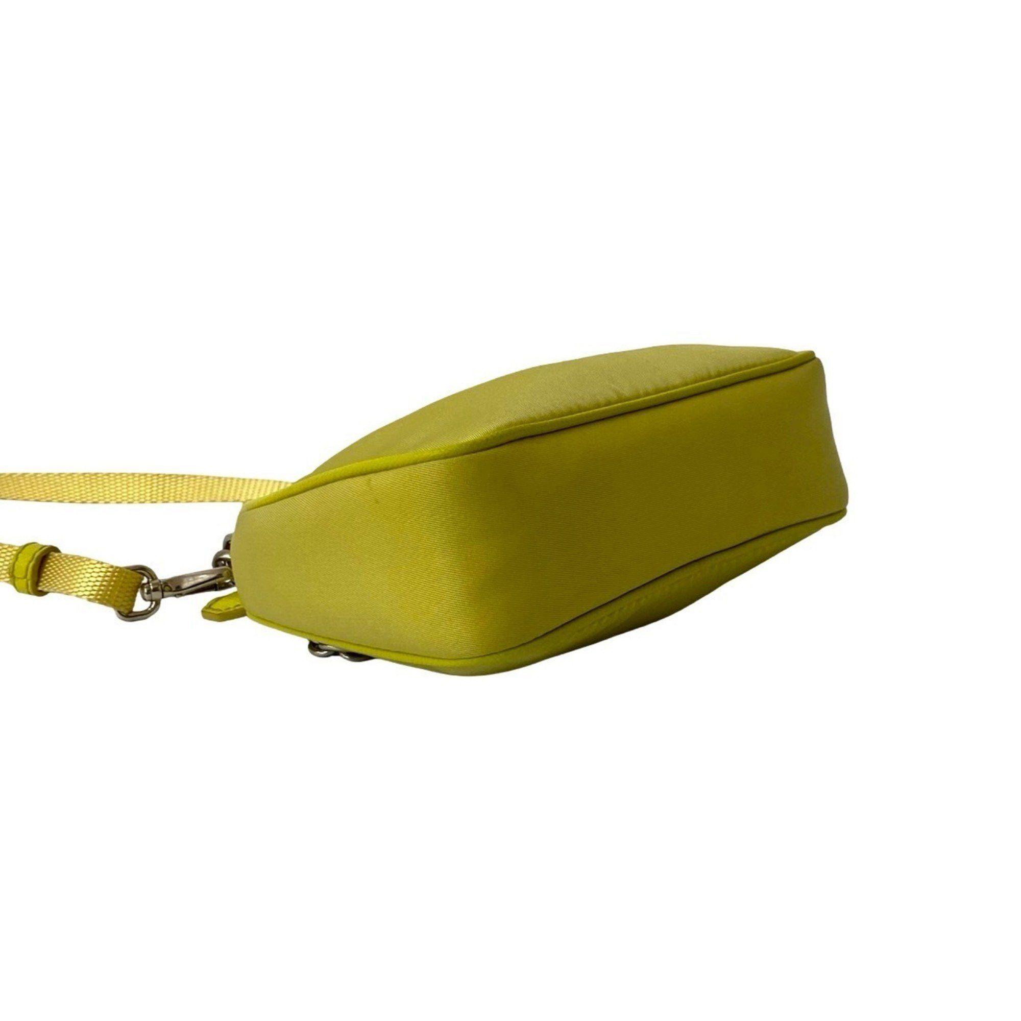 Prada Prada Triangle Logo Metal Hardware Nylon 2-Way Chain Mini Handbag Shoulder Bag Pochette Yellow 40676 Size ONE SIZE - 7 Thumbnail