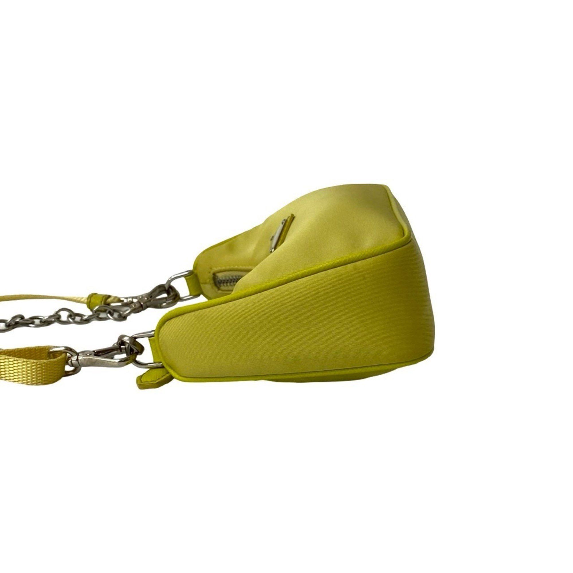 Prada Prada Triangle Logo Metal Hardware Nylon 2-Way Chain Mini Handbag Shoulder Bag Pochette Yellow 40676 Size ONE SIZE - 5 Thumbnail