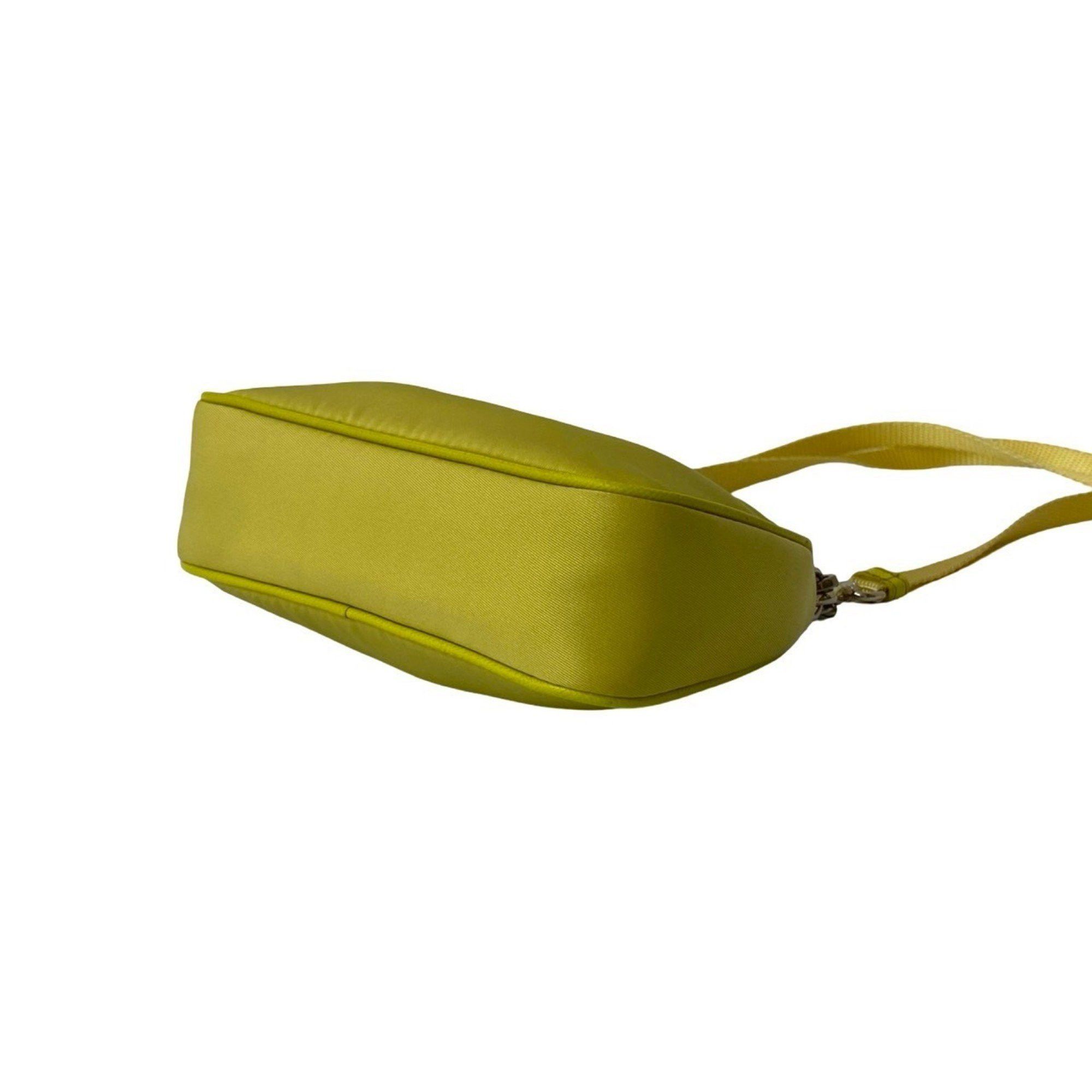 Prada Prada Triangle Logo Metal Hardware Nylon 2-Way Chain Mini Handbag Shoulder Bag Pochette Yellow 40676 Size ONE SIZE - 8 Thumbnail