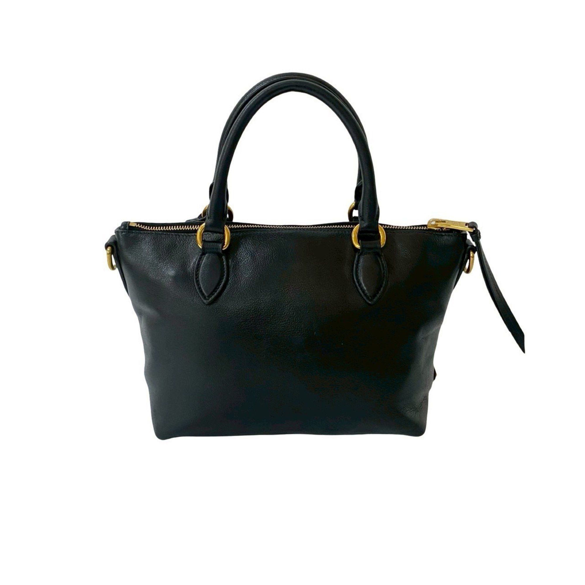 Prada Logo Embossed Calfskin Leather 2-Way Handbag, Mini Boston