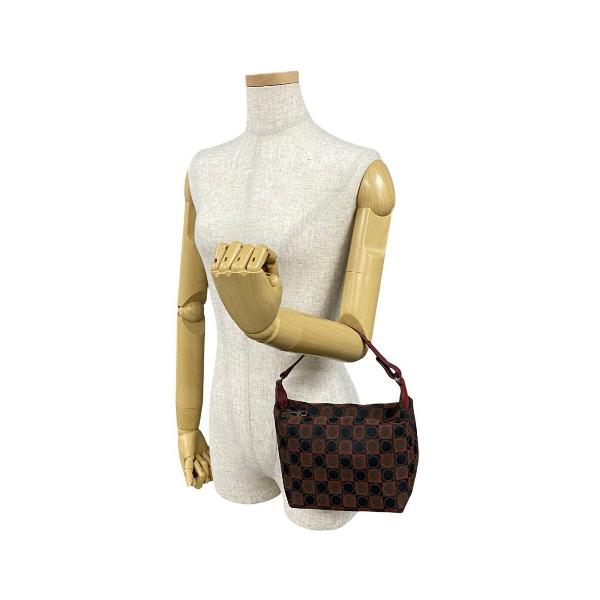 Salvatore Ferragamo Salvatore Ferragamo Gancini all-over print leather and canvas handbag in red brown (91990) Size ONE SIZE - 2 Thumbnail