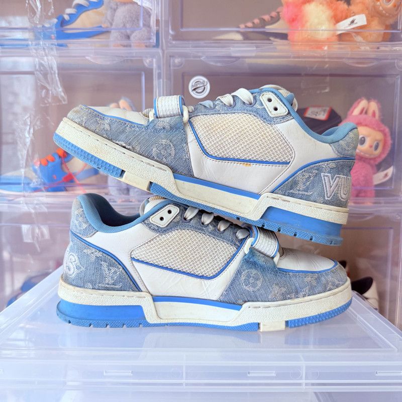 Louis Vuitton Louis Vuitton Blue and White Trainer Sneakers 0079 Size US 8 / EU 41 - 7 Thumbnail