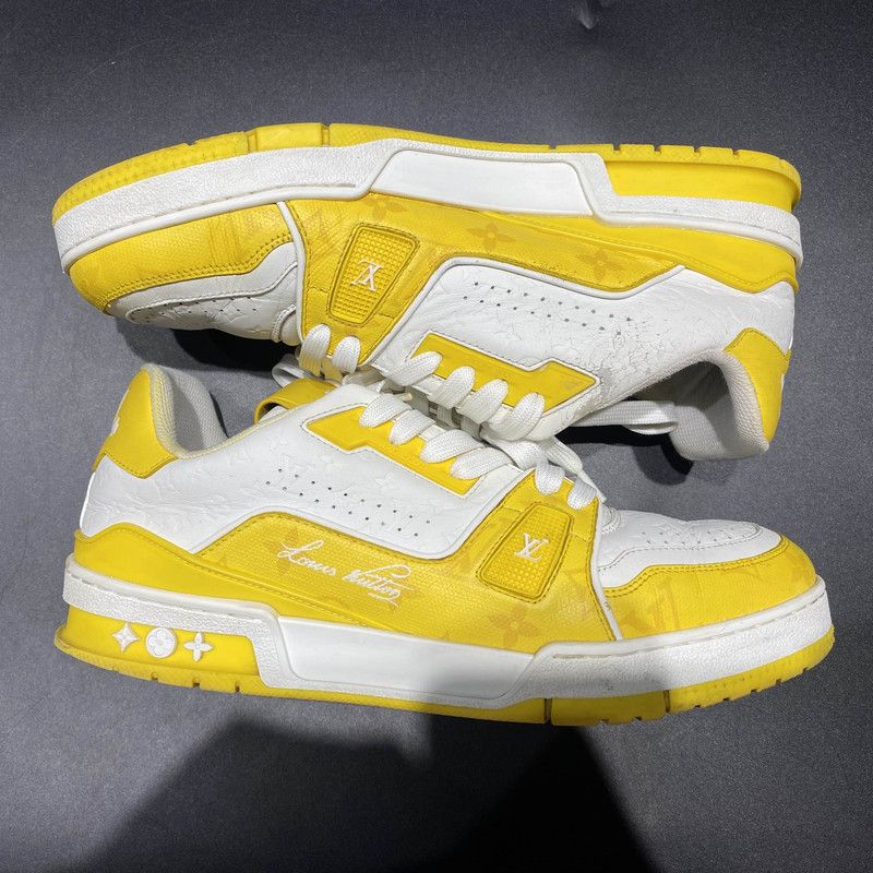 Louis Vuitton Louis Vuitton Trainer Low-Top Sneakers in White and Yellow 0079 Size US 8 / EU 41 - 7 Thumbnail