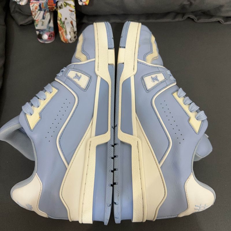 Louis Vuitton Louis Vuitton Blue Leather Lace-Up Fashion Sneakers 0079 Size US 8 / EU 41 - 7 Thumbnail