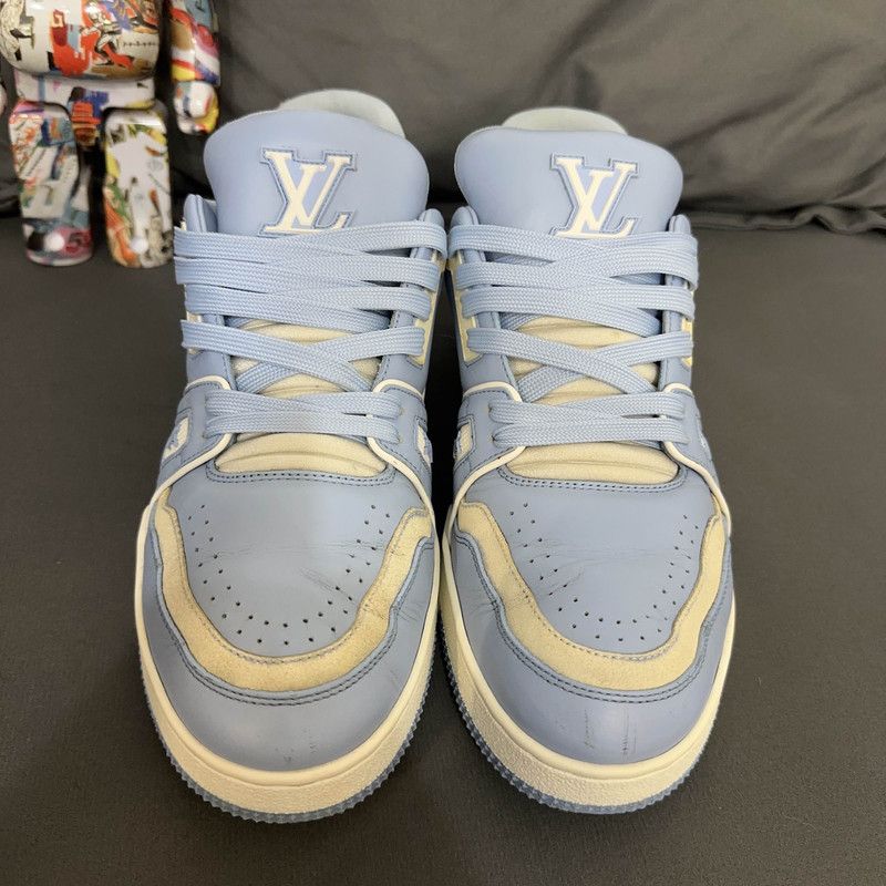 Louis Vuitton Louis Vuitton Blue Leather Lace-Up Fashion Sneakers 0079 Size US 8 / EU 41 - 2 Thumbnail