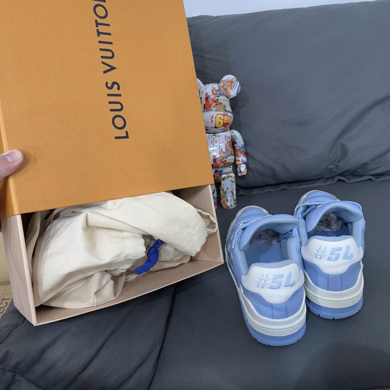 Louis Vuitton Louis Vuitton Blue Leather Lace-Up Fashion Sneakers 0079 Size US 8 / EU 41 - 6 Thumbnail
