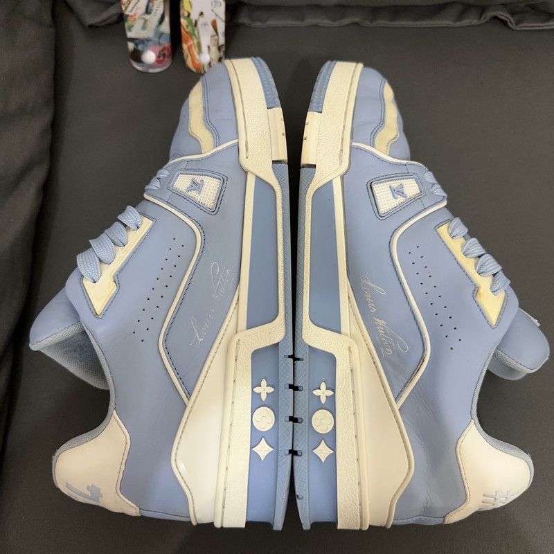 Louis Vuitton Louis Vuitton Blue Leather Lace-Up Fashion Sneakers 0079 Size US 8 / EU 41 - 8 Thumbnail