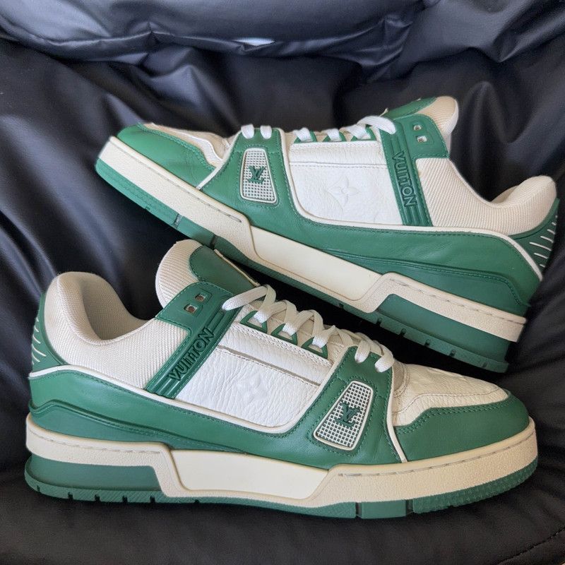Louis Vuitton Louis Vuitton Trainer Green and White Low-Top Sneakers 0079 Size US 8 / EU 41 - 7 Thumbnail