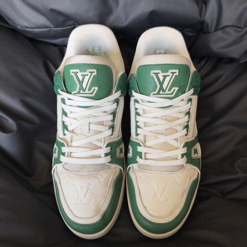 Louis Vuitton Louis Vuitton Trainer Green and White Low-Top Sneakers 0079 Size US 8 / EU 41 - 2 Thumbnail