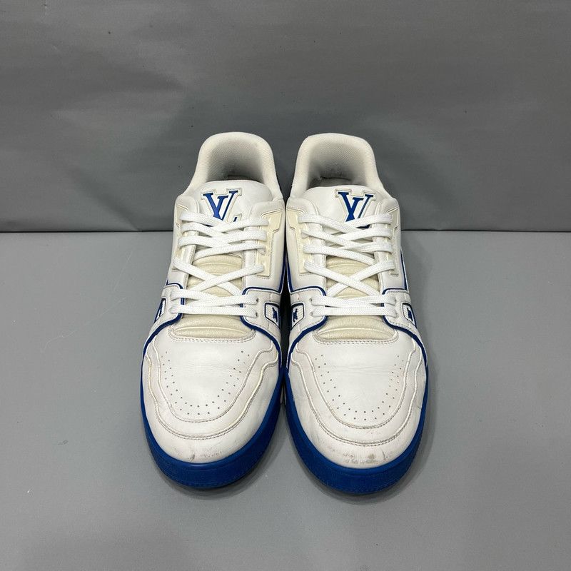 Louis Vuitton Louis Vuitton Trainer Sneakers in White and Blue 0079 Size US 8.5 / EU 41-42 - 4 Thumbnail