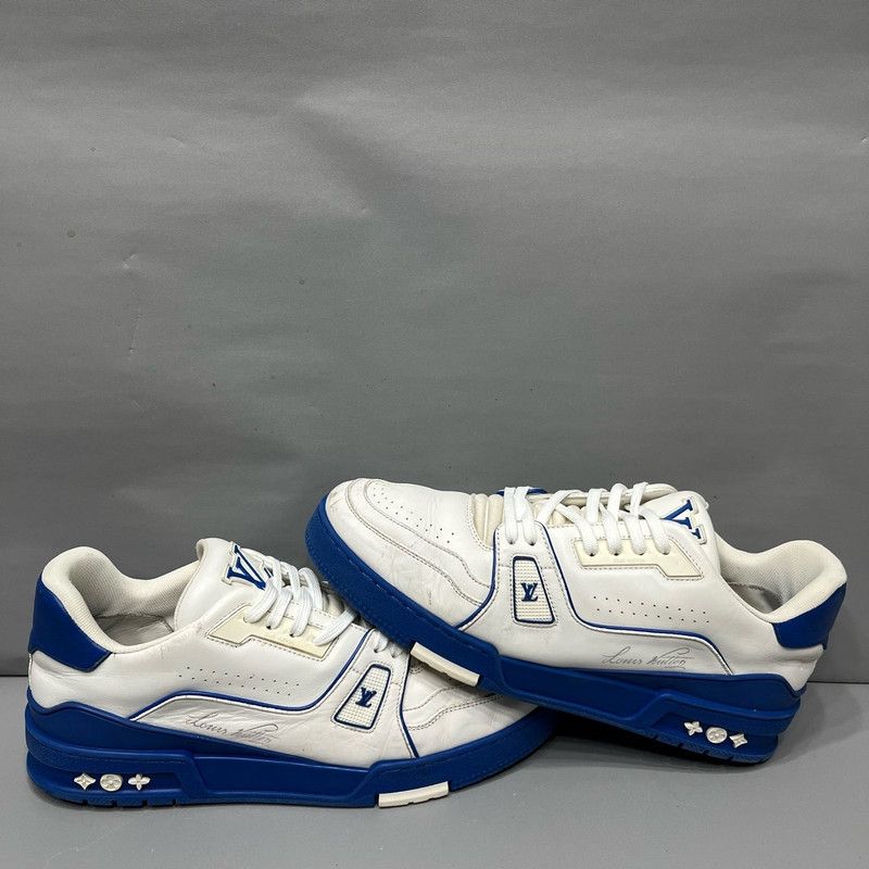 Louis Vuitton Louis Vuitton Trainer Sneakers in White and Blue 0079 Size US 8.5 / EU 41-42 - 3 Thumbnail