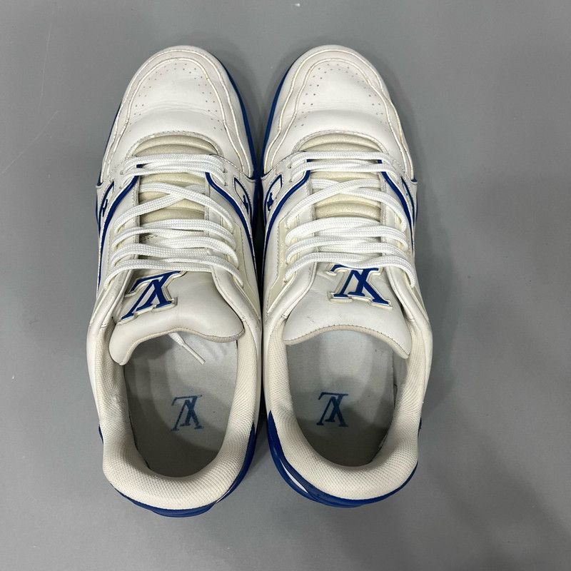 Louis Vuitton Louis Vuitton Trainer Sneakers in White and Blue 0079 Size US 8.5 / EU 41-42 - 7 Thumbnail