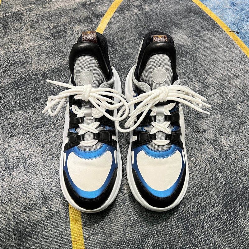 Louis Vuitton Louis Vuitton Leather Sports Sneakers in Black and Blue 0079 Size US 8 / EU 41 - 2 Thumbnail