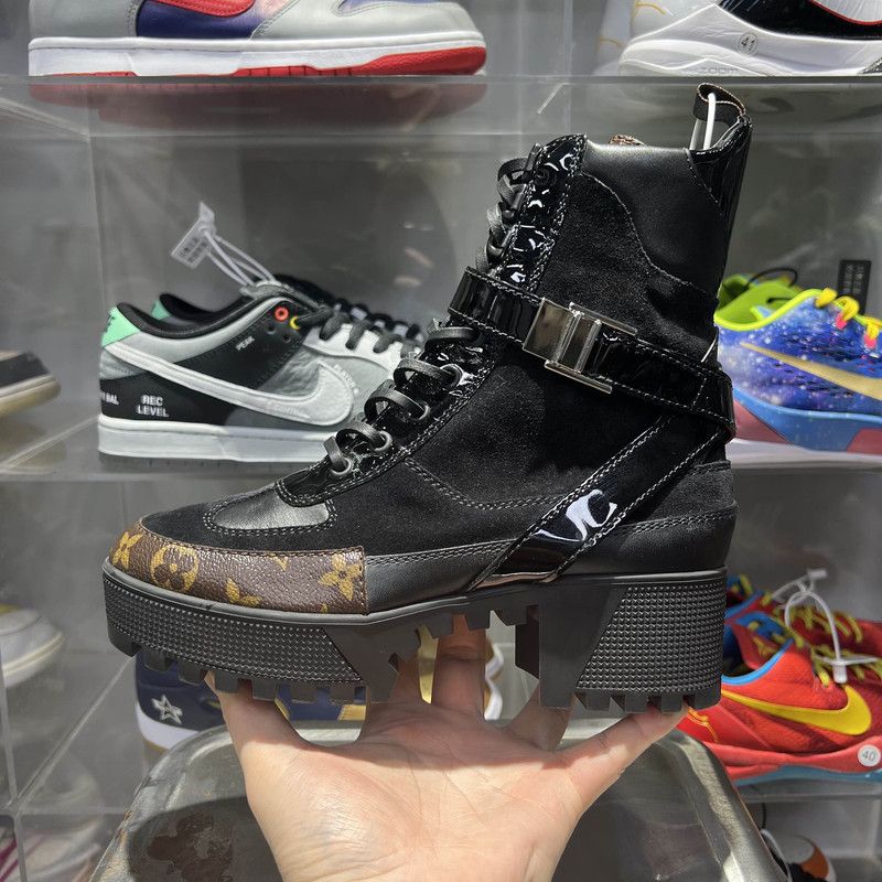 Louis Vuitton Louis Vuitton Black Monogram Mid-Calf Martin Boots 0079 Size US 6.5 / EU 39-40 - 8 Thumbnail