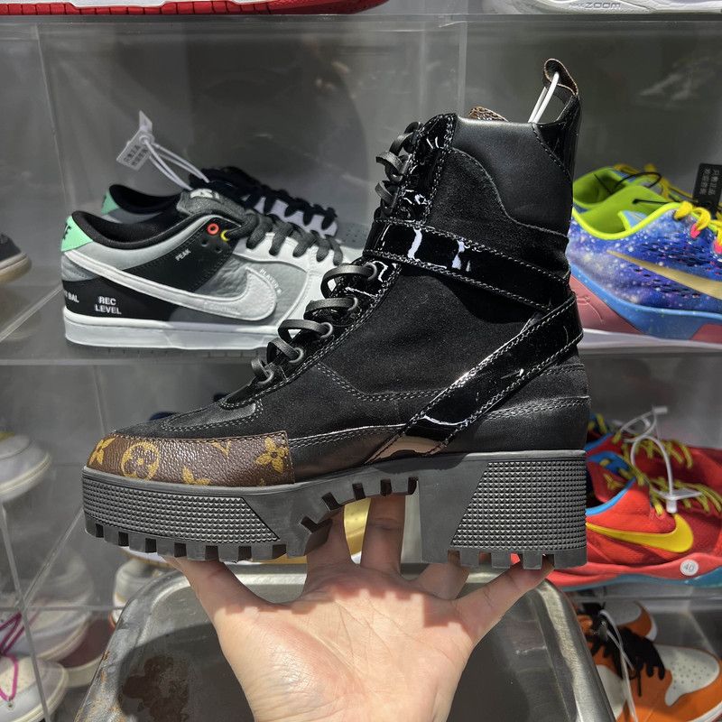 Louis Vuitton Louis Vuitton Black Monogram Mid-Calf Martin Boots 0079 Size US 6.5 / EU 39-40 - 6 Thumbnail