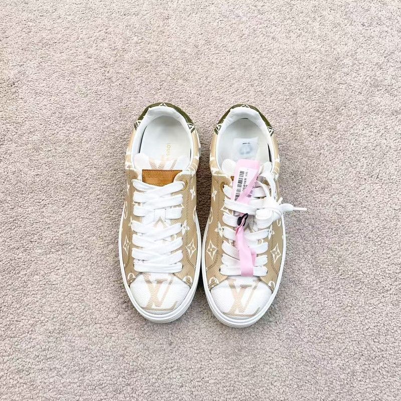 Louis Vuitton Louis Vuitton Low-Top Leather Sneakers in White/Brown 0079 Size US 5.5 / EU 38 - 2 Thumbnail