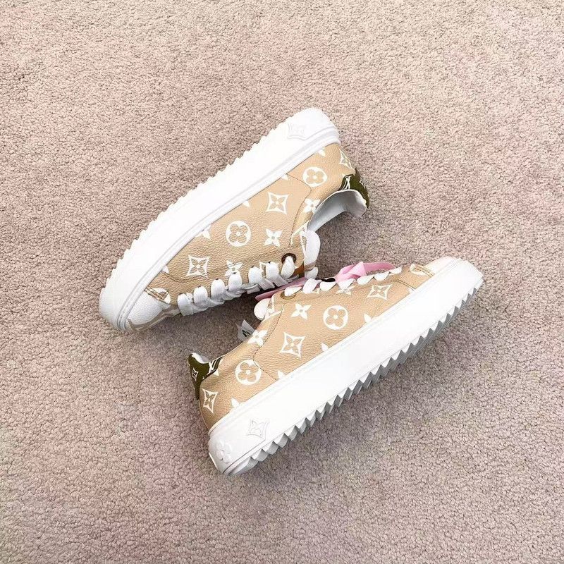 Louis Vuitton Louis Vuitton Low-Top Leather Sneakers in White/Brown 0079 Size US 5.5 / EU 38 - 3 Thumbnail