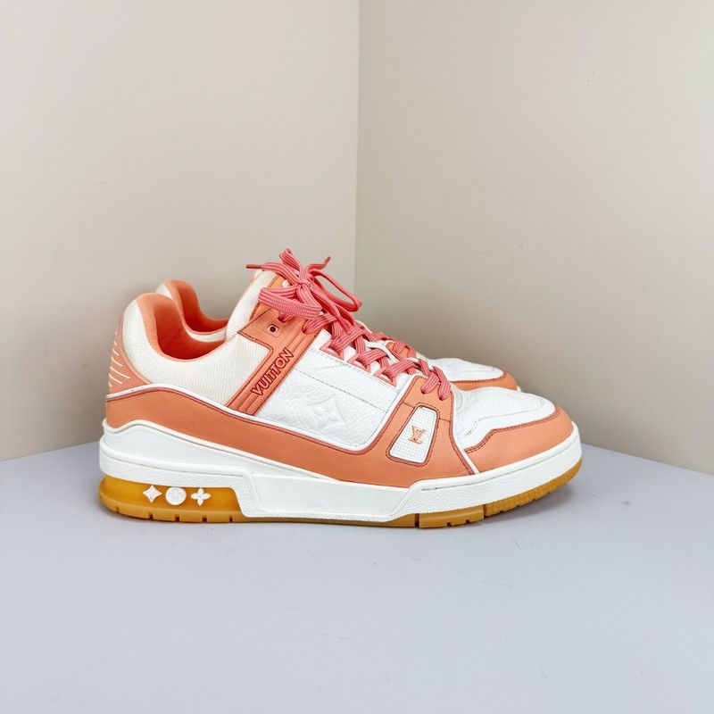 Louis Vuitton Louis Vuitton Trainer Leather Sneakers in Peach Pink 0079 Size US 8.5 / EU 41-42 - 6 Thumbnail