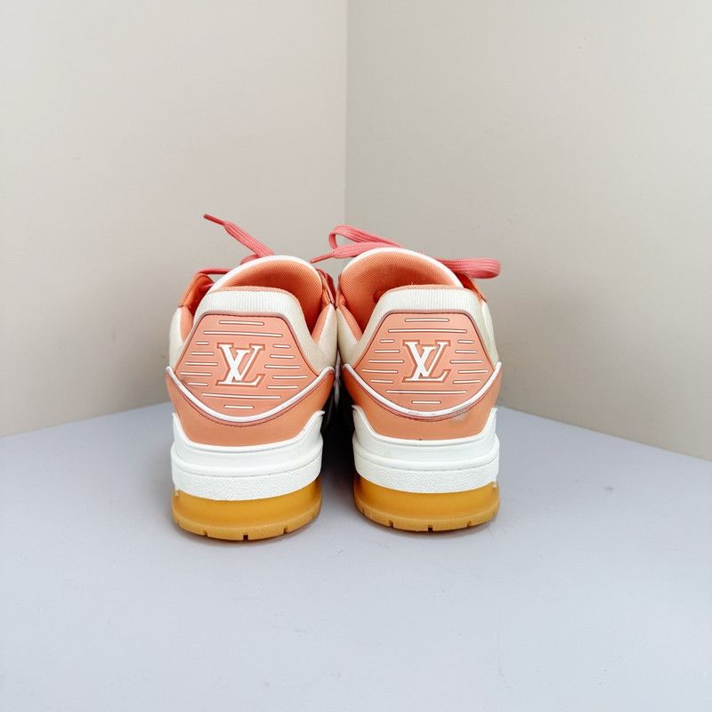 Louis Vuitton Louis Vuitton Trainer Leather Sneakers in Peach Pink 0079 Size US 8.5 / EU 41-42 - 3 Thumbnail