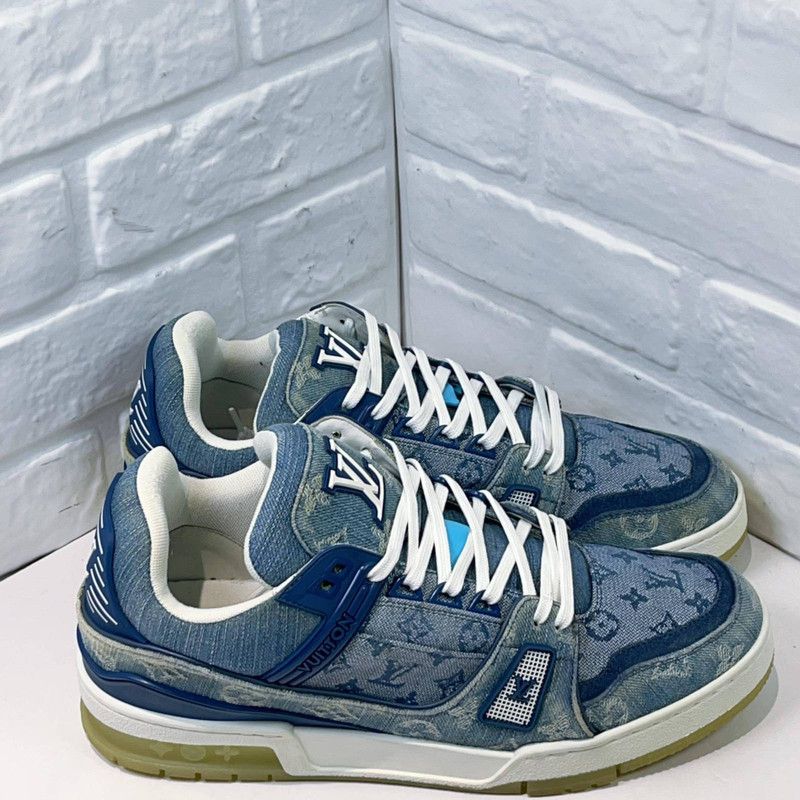Louis Vuitton Louis Vuitton Blue Denim Low-Top Fashion Sneakers 0079 Size US 9.5 / EU 42-43 - 3 Thumbnail