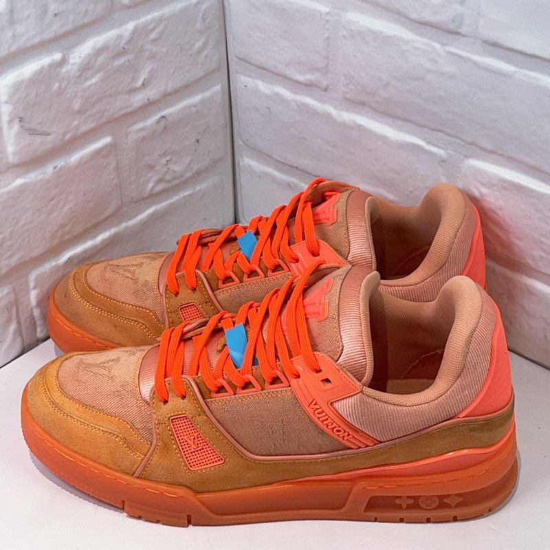 Louis Vuitton Virgil Abloh x Louis Vuitton Orange Trainer Sneakers 0079 Size US 8 / EU 41 - 2 Thumbnail