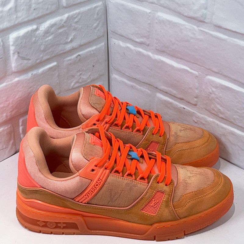 Louis Vuitton Virgil Abloh x Louis Vuitton Orange Trainer Sneakers 0079 Size US 8 / EU 41 - 3 Thumbnail