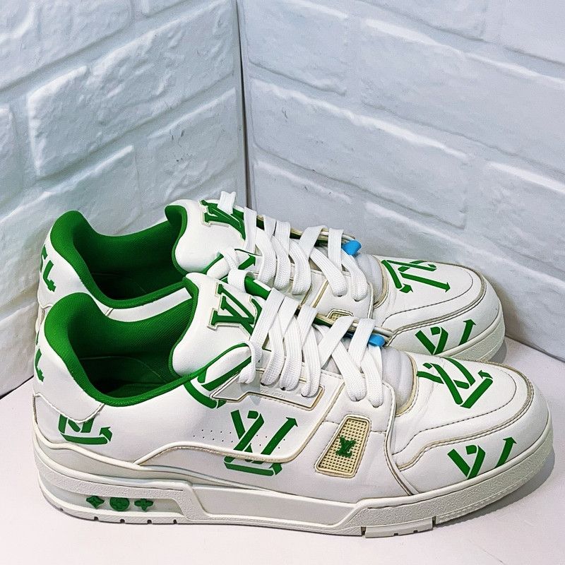 Louis Vuitton Louis Vuitton Green White Trainer Low-Top Sneakers 0079 Size US 9.5 / EU 42-43 - 6 Thumbnail