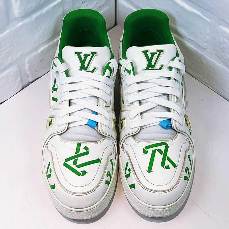 Louis Vuitton Louis Vuitton Green White Trainer Low-Top Sneakers 0079 Size US 9.5 / EU 42-43 - 2 Thumbnail