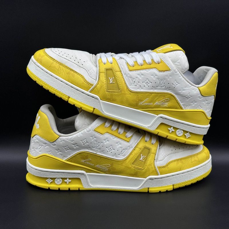 Louis Vuitton Louis Vuitton Yellow and White Trainer Sneakers 0079 Size US 9.5 / EU 42-43 - 7 Thumbnail