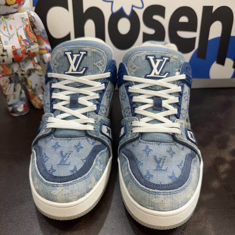 Louis Vuitton Louis Vuitton Blue Denim Low-Top Trainers for Men 0079 Size US 8 / EU 41 - 2 Thumbnail