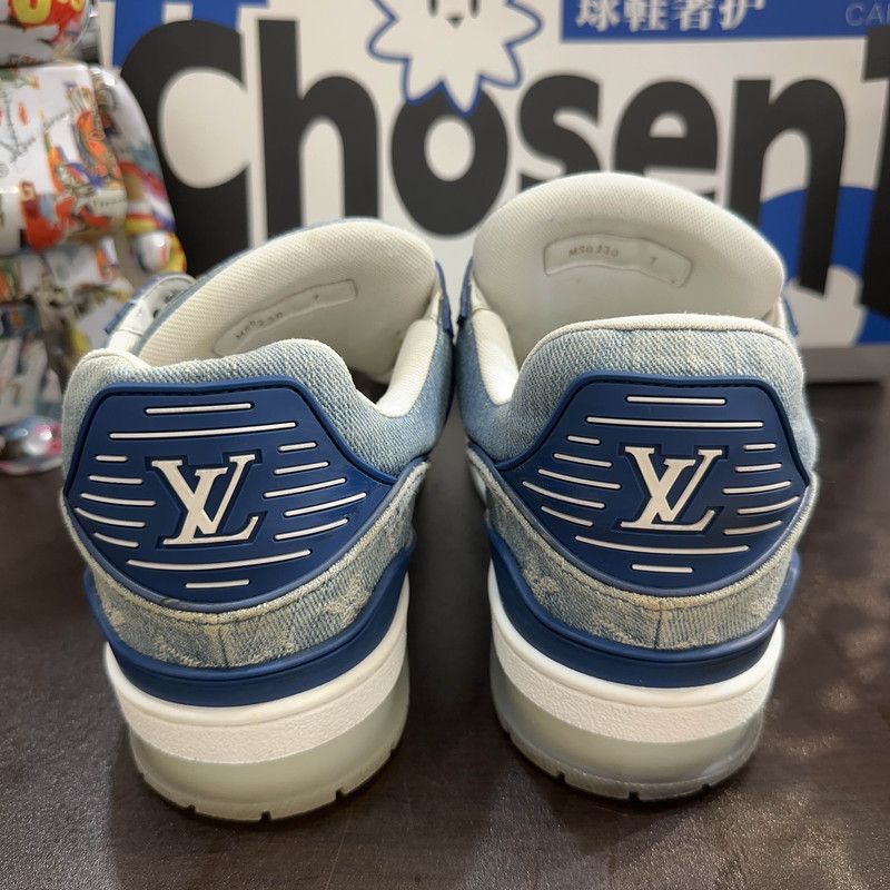 Louis Vuitton Louis Vuitton Blue Denim Low-Top Trainers for Men 0079 Size US 8 / EU 41 - 3 Thumbnail