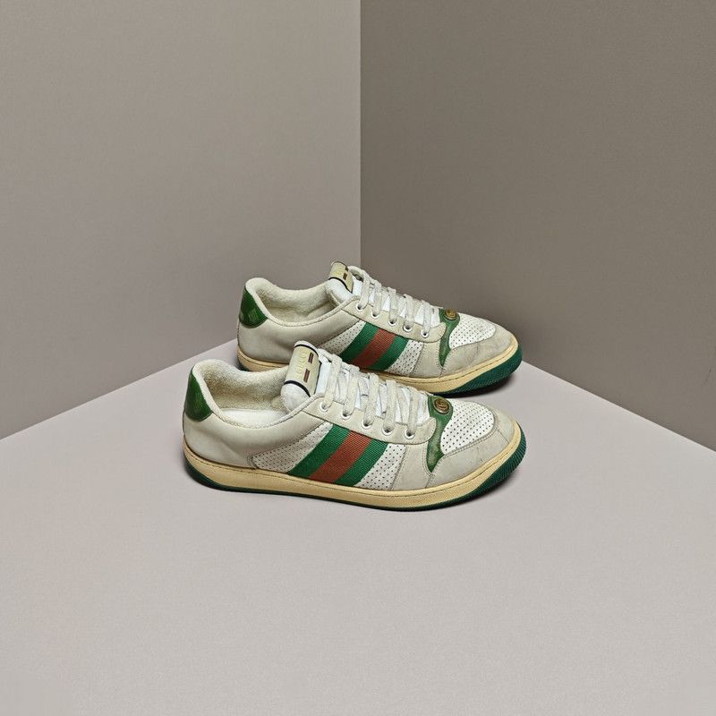 Gucci Gucci Screener Leather Sneakers in Green 0079 Size US 11 / EU 44 - 7 Thumbnail